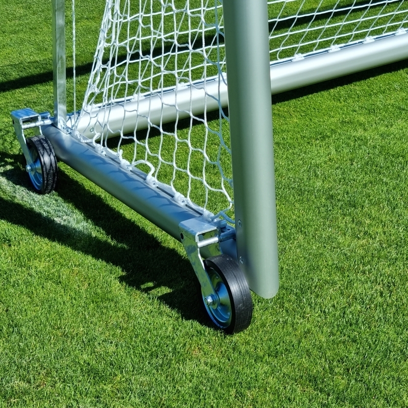 Soccer goals 7.32 x 2.44, aluminum, mobile with 5 wheels