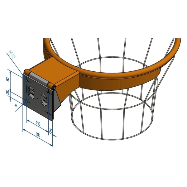 FLEXMATIC basketbola grozs, divvirzienu slīpums, pulverkrāsots, FIBA