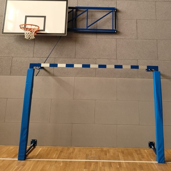 Handball goals 3x2 m, wall-mounted, side-folding