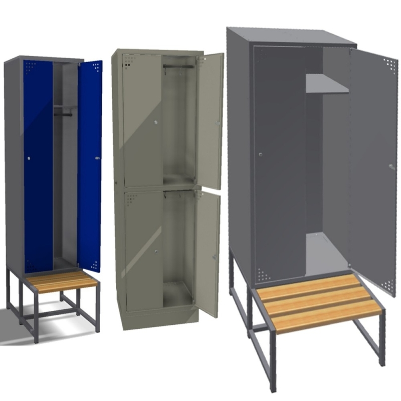 Einzelgarderobe aus Metall, mit Bank (SML-40-1)
