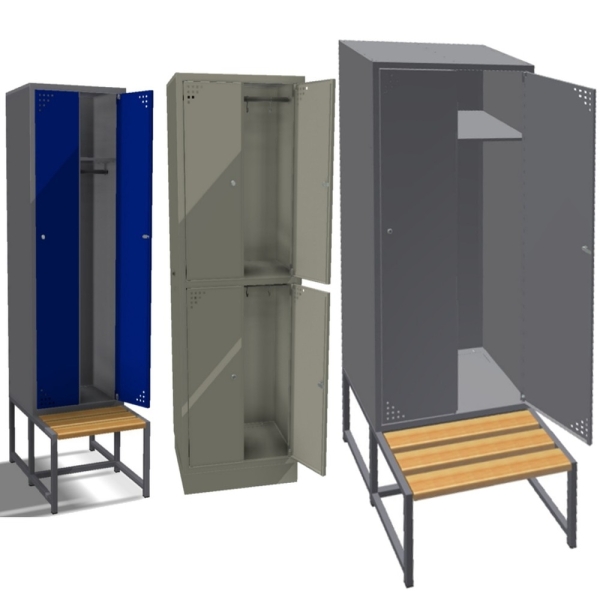 Szafa ubraniowa metalowa z ławką SML-30-1