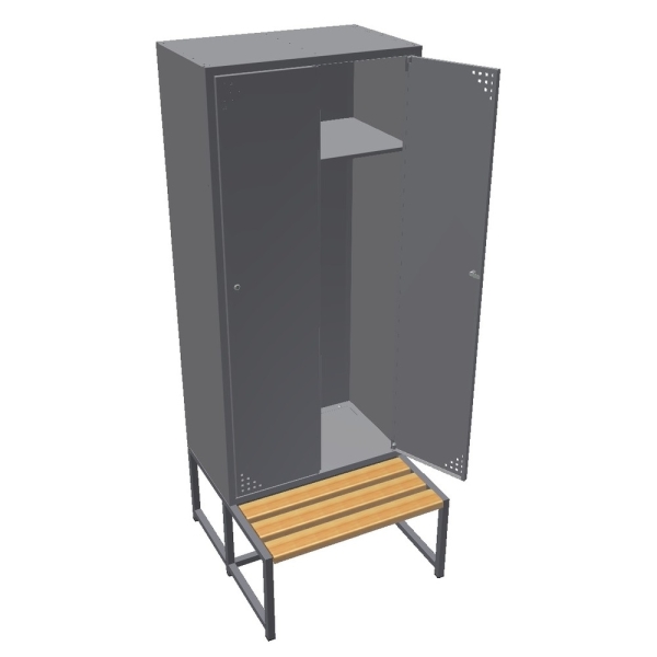 Dvoudveřová kovová skříň s lavicí o (SML-80-2)