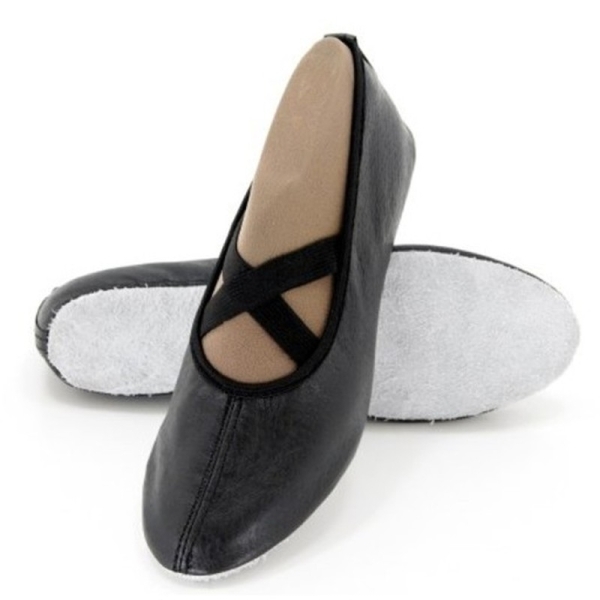 Cotton and leather ballet shoes