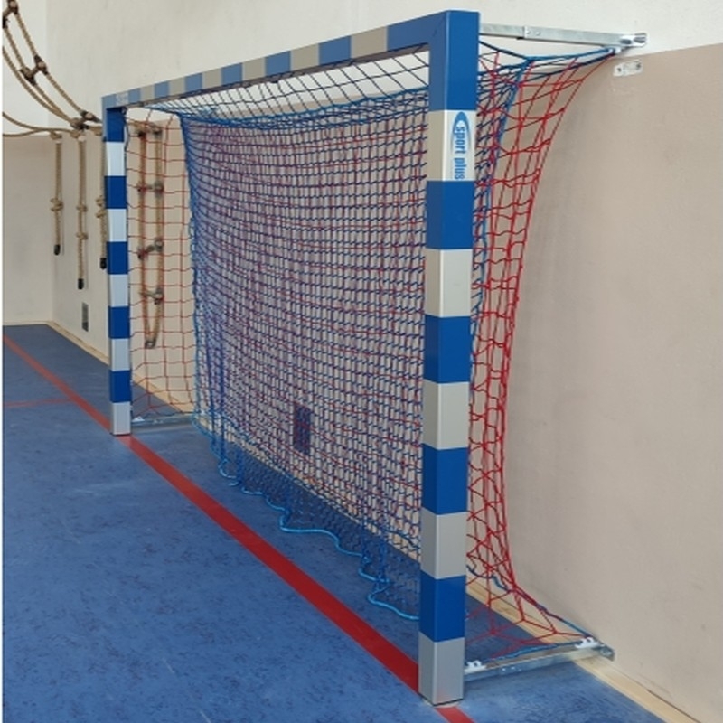 Aluminum handball goals (3x2 m), fixed to the wall