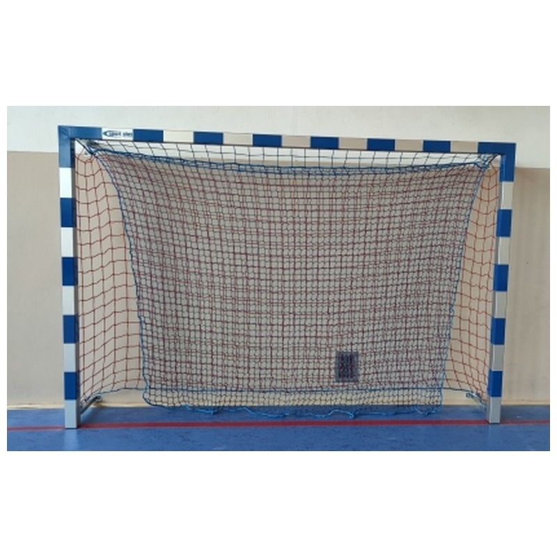 Aluminum handball goals (3x2 m), fixed to the wall