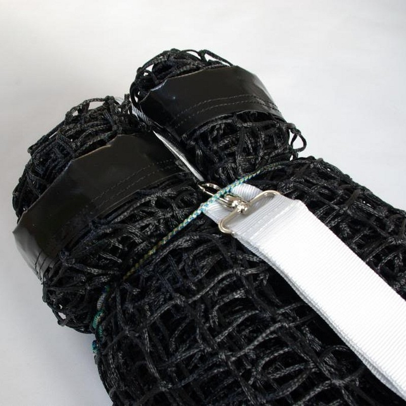 Tennis net, PP, tape reinforced, black, string thickness