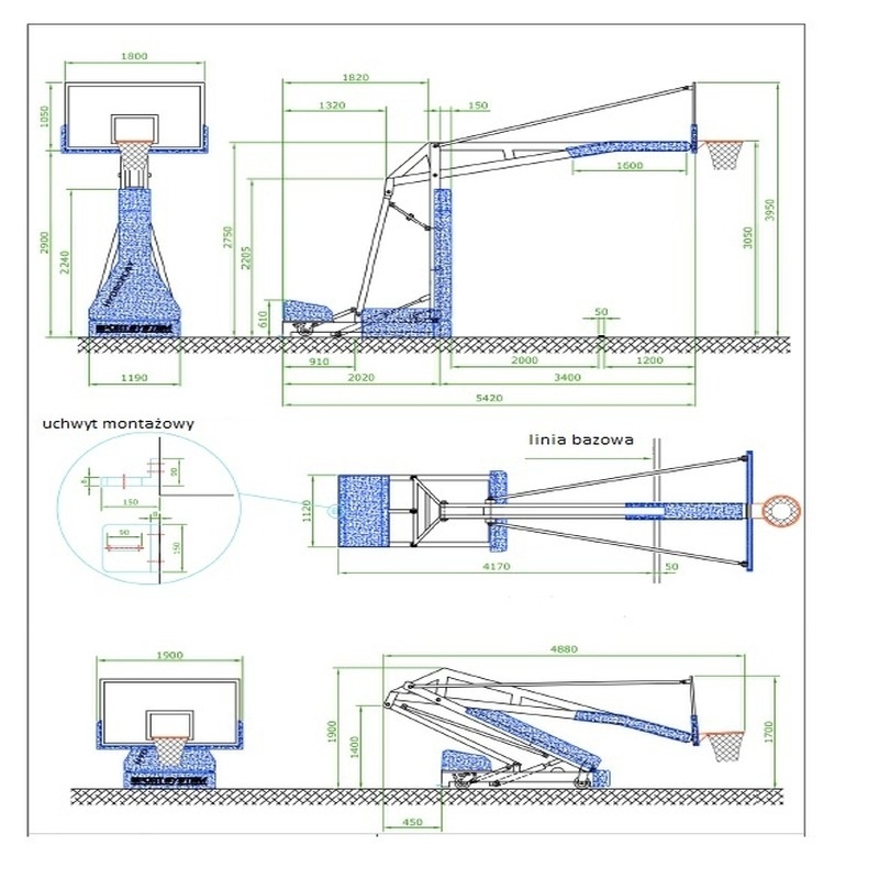 HYDROPLAY OFFICIAL overrun basket, hydraulically folded manually