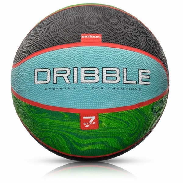 Баскетбольний м'яч Meteor Dribble, розмір 7, чорно-зелено-синій