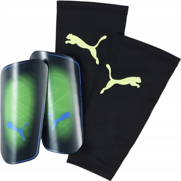Puma Schienbeinschoner ULTRA Light Sleeve Fußballschützer, Farbe grün und schwarz