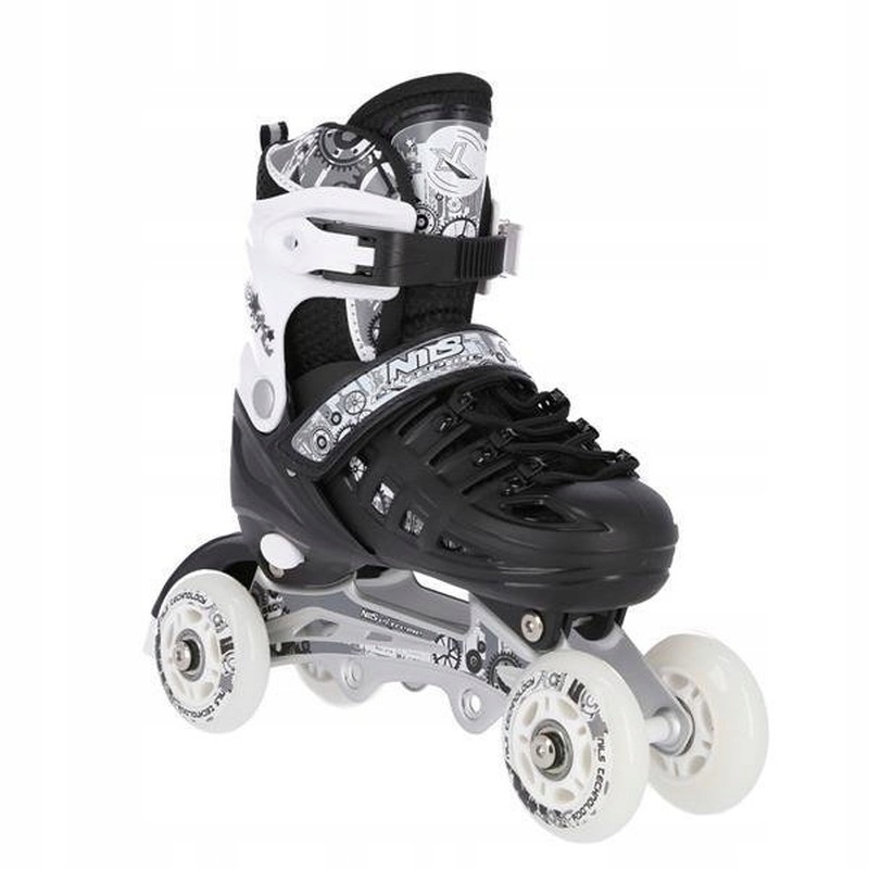 A-l Inline-Skates, Nils Extreme 4-in-1, NH10905, Größe (M) 35-38, Farbe schwarz-weiß