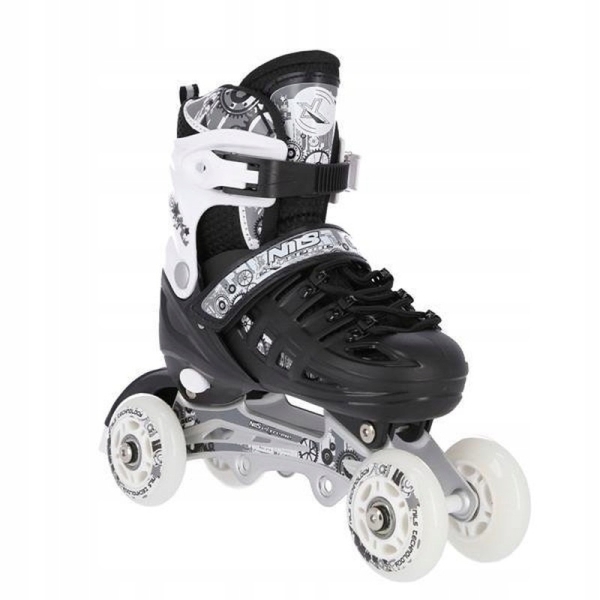 A-l Inline-Skates, Nils Extreme 4-in-1, NH10905, Größe (S) 31-34, Farbe schwarz-weiß