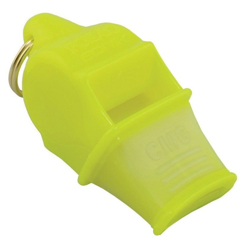 Fox 40 Sonik Blast CMG Official whistle with cord, neon yellow color