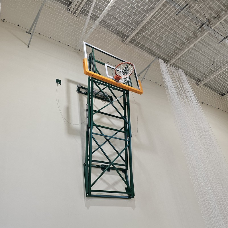 Basketball structure folded vertically upwards