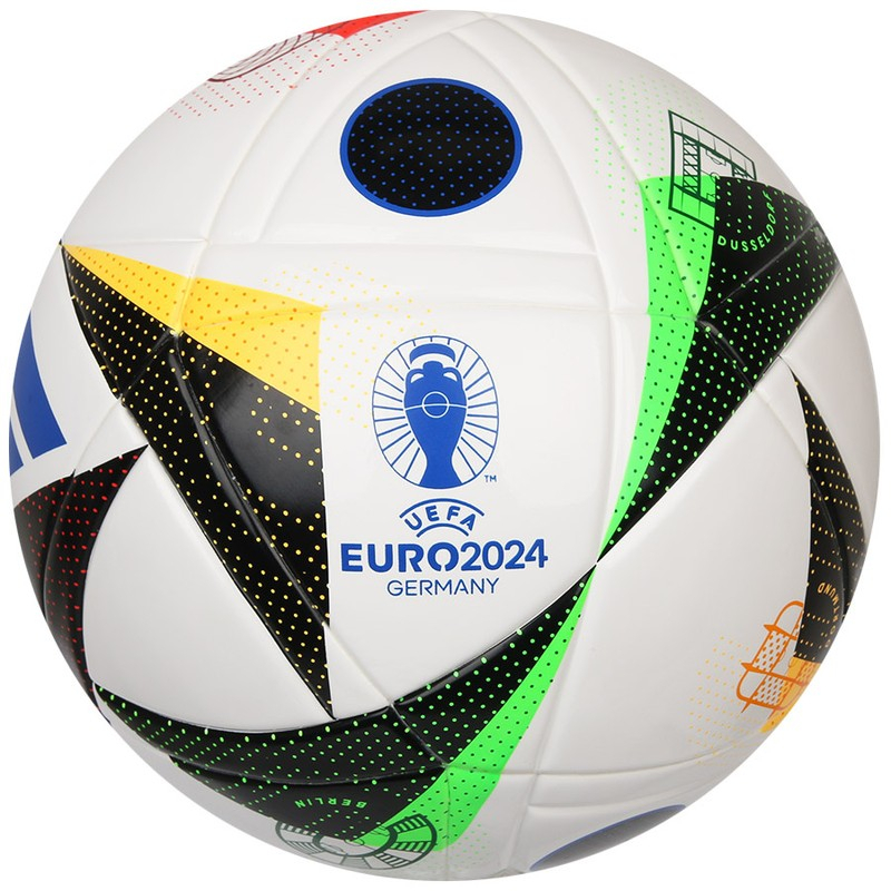 Футбольний м'яч Adidas Euro24 League J350, розмір 4, колір білий-помаранчевий-червоний-зелений-чорний