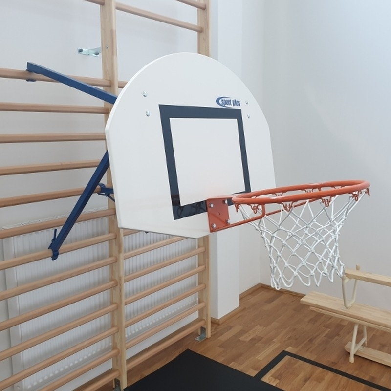 Basketball-Set, aufgehängt an einer Gymnastikleiter, mit MiniStreetBall 90 x 70 cm Backboard