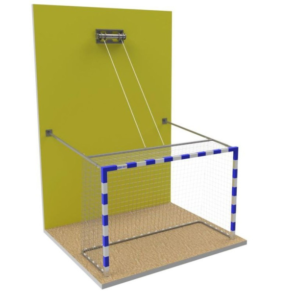 Гандбольні ворота PREMIUM з алюмінієвого армування (2 x 3 м), підняті на стіну