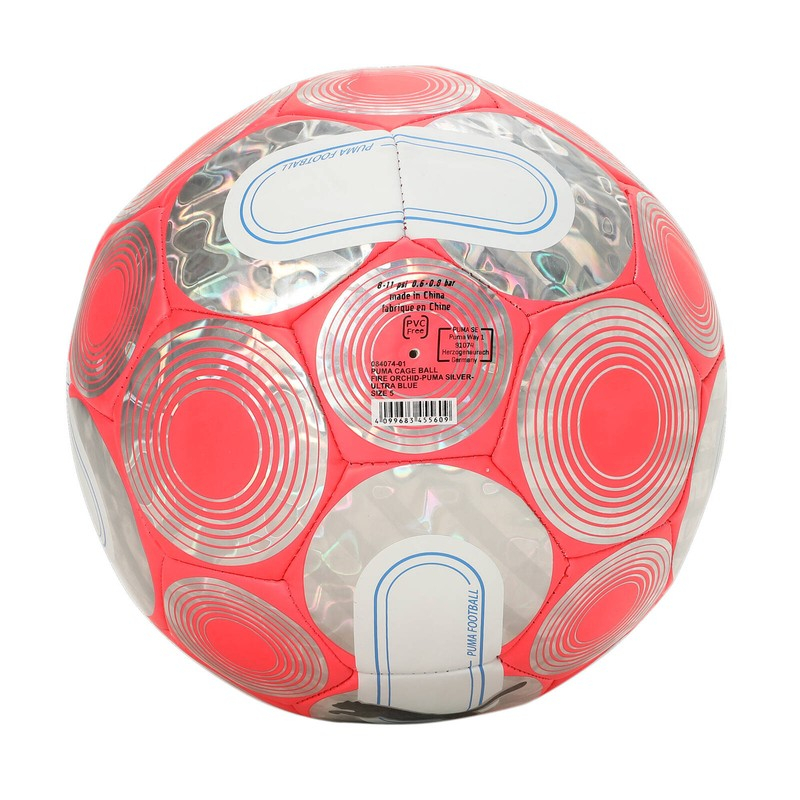 Puma Cage Fußball, Größe 5, rosa und silberne Farbe