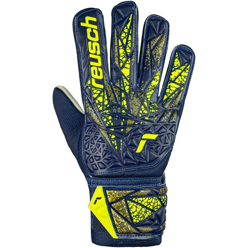 Reusch Attrakt Starter Solid Junior Torwarthandschuhe, navy blau und gelb