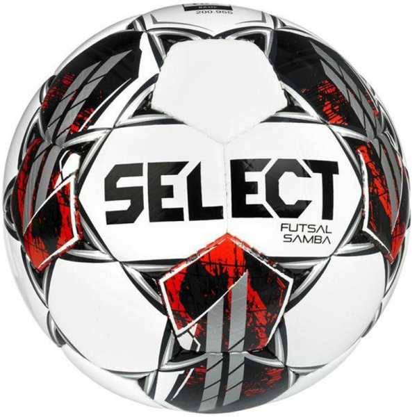Select Futsal Samba FIFA Basic v22 Fußball, Größe 4, Farbe weiß-silber-rot-schwarz