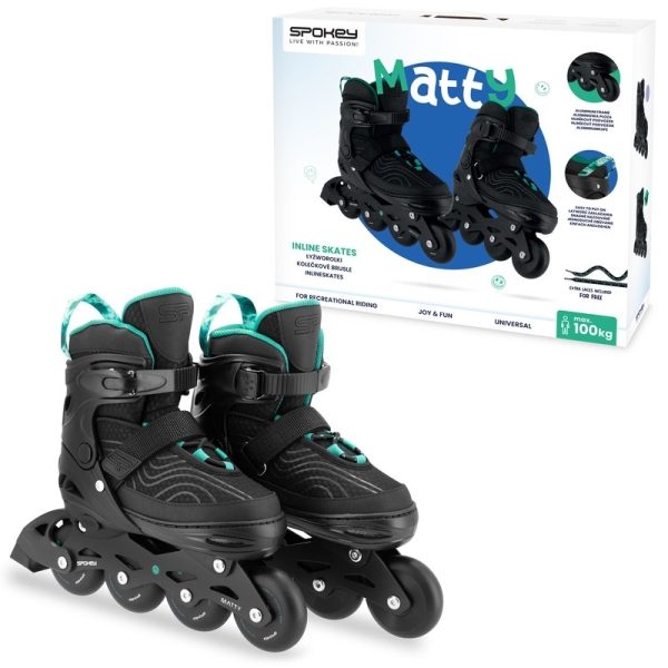 Spokey inline skates, 4 in 1, Quattro 943453, size 35-38, turquoise color