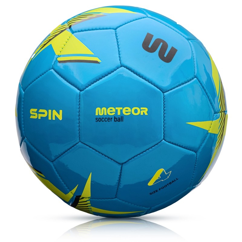 Futbalová lopta Meteor Spin, veľkosť 4, farba modrá/žltá