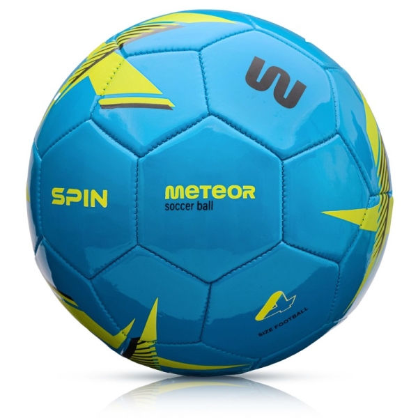 Futbalová lopta Meteor Spin, veľkosť 4, farba modrá/žltá