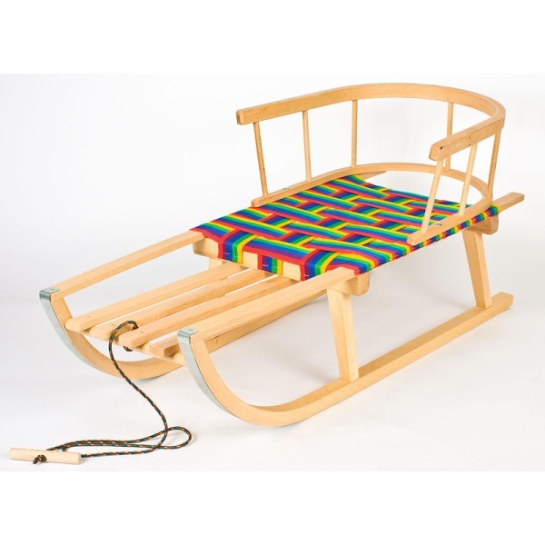 Wooden sled Nina with backrest, steamed seat