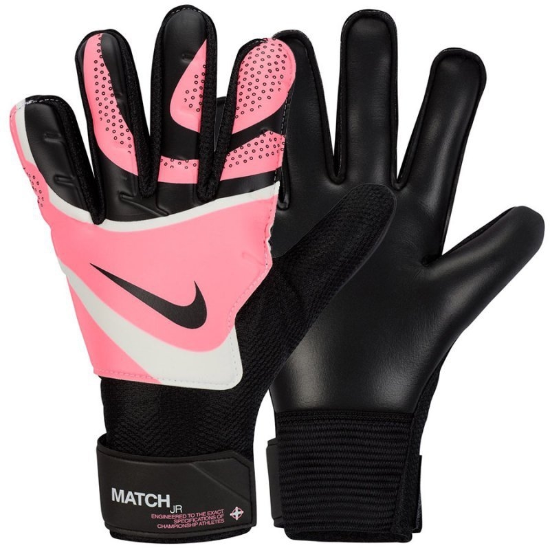 Brankářské rukavice Nike GK Match JR, černá, růžová a bílá barva