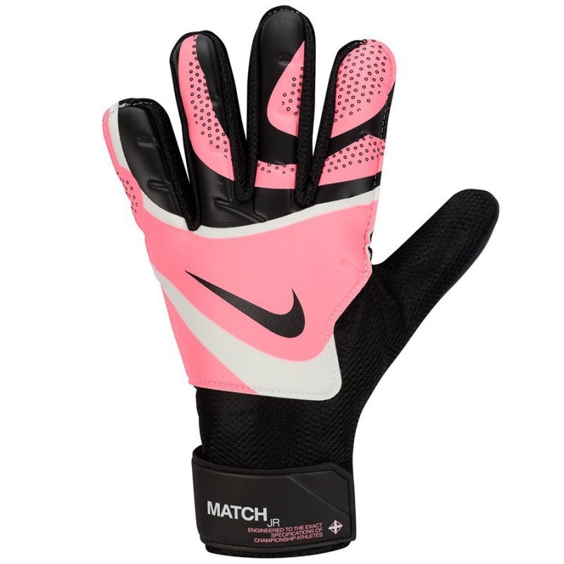 Brankářské rukavice Nike GK Match JR, černá, růžová a bílá barva