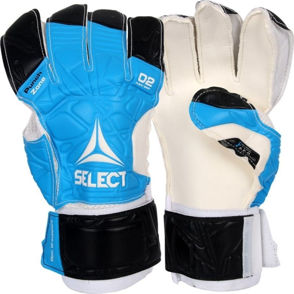 Select 02 Brankářské rukavice Flat Cut, modré a bílé Select 02 Brankářské rukavice Flat Cut, modré a bílé