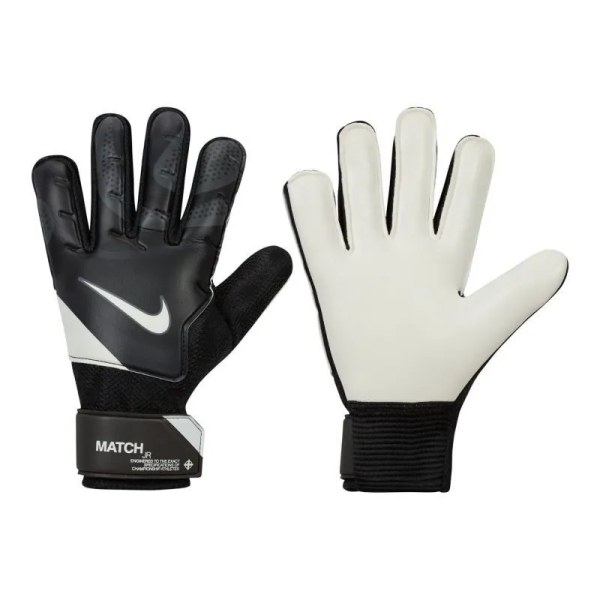 Brankářské rukavice Nike GK Match JR, černá, šedá a bílá barva Brankářské rukavice Nike GK Match JR, černá, šedá a bílá barva