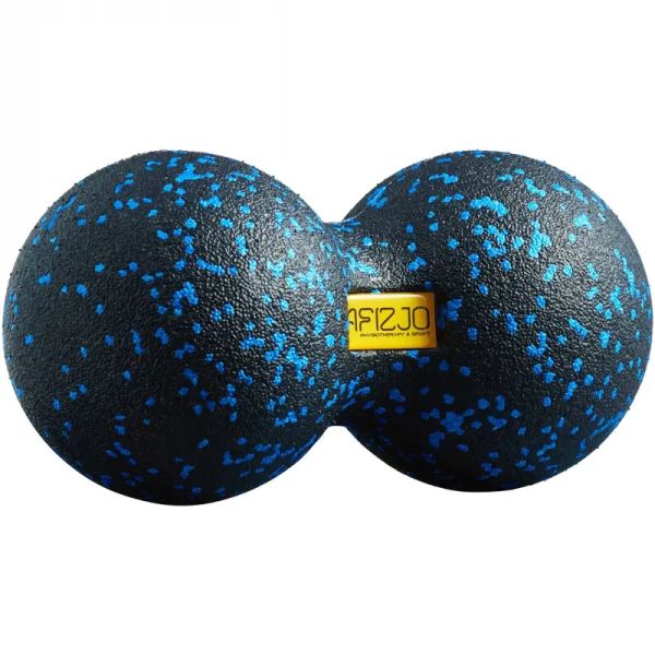 Double massage ball 12 cm 4FIZJO, black-blue color