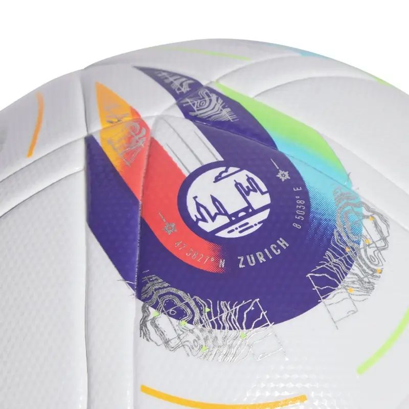 Adidas Euro 25 Switzerland League Dámský fotbalový míč, velikost 5, barva bílo-fialovo-červeno-žlutá
