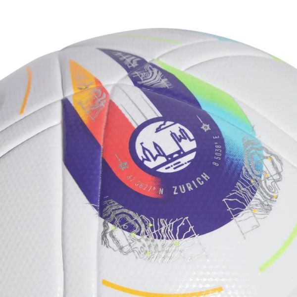Adidas Euro 25 Switzerland League Dámský fotbalový míč, velikost 5, barva bílo-fialovo-červeno-žlutá
