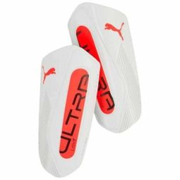 Puma Ultra Light Strap Fußballschützer, Farbe weiß und orange