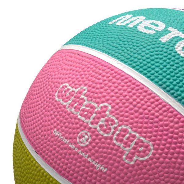 Basketbalový míč Meteor Whats Up, velikost 3, barva fialovo-růžovo-zeleno-růžová