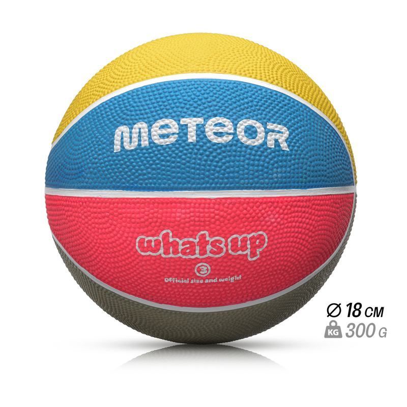 Basketbalový míč Meteor Whats Up, velikost 3, barva fialovo-růžovo-zeleno-růžová