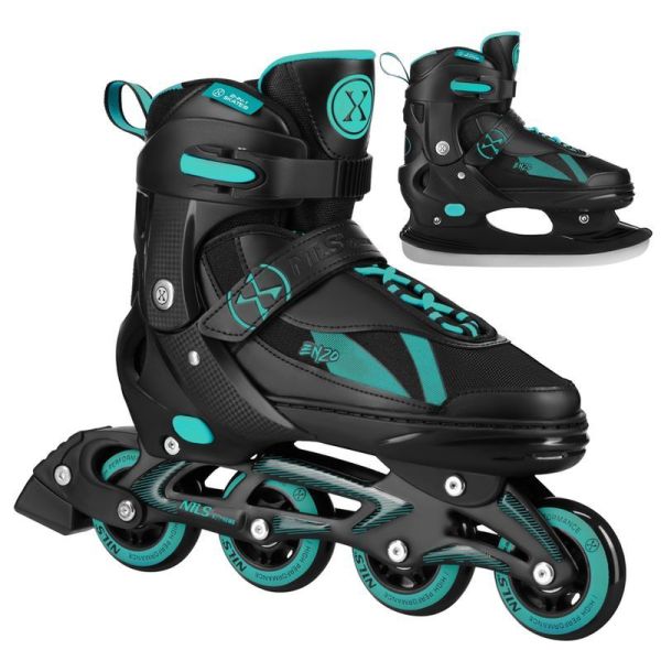 Nils Enzo 2-in-1 Inline-Skates, NH382, Farbe schwarz und türkis