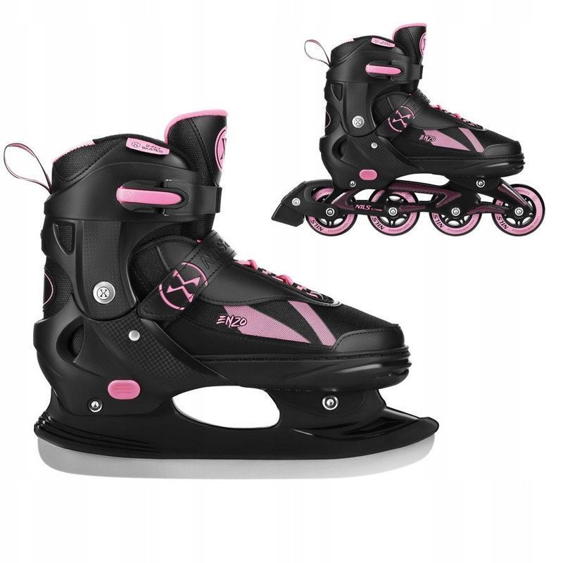 Inline brusle Nils Enzo 2 v 1, NH382, černo-růžová barva