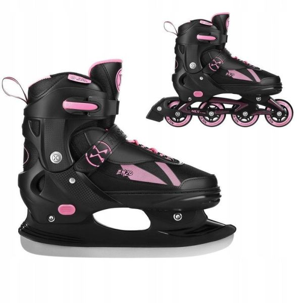 Inline brusle Nils Enzo 2 v 1, NH382, černo-růžová barva