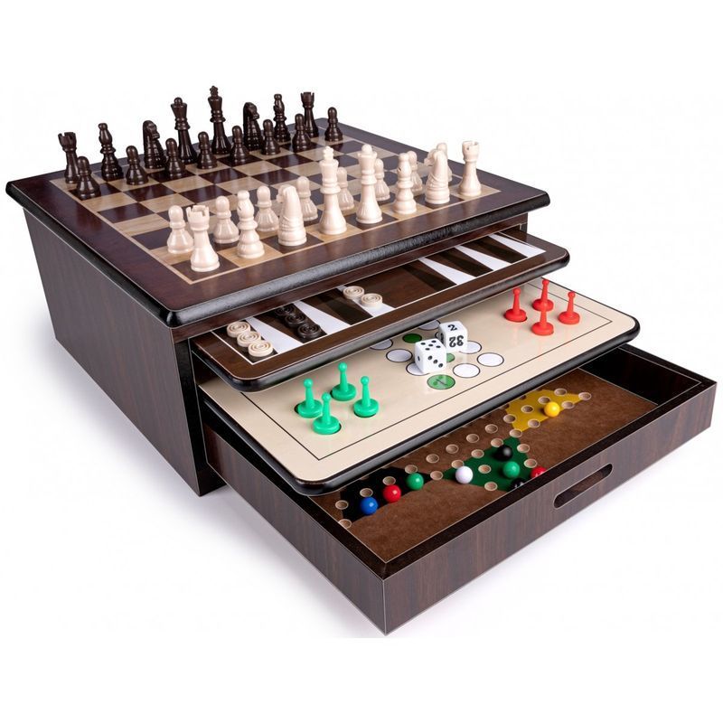 Herní box Deluxe 10v1 dřevěná herní sada, 26681