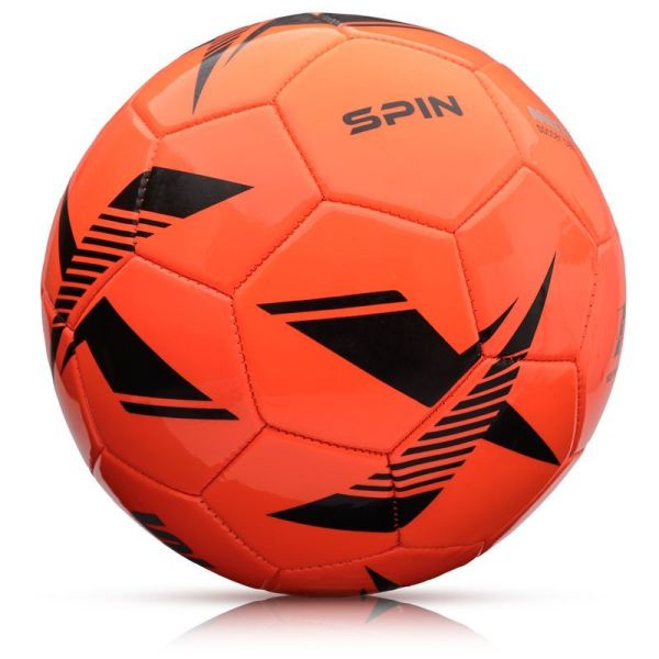 Fotbalový míč Meteor Spin, velikost 5, černo-oranžová barva Fotbalový míč Meteor Spin, velikost 5, černo-oranžová barva