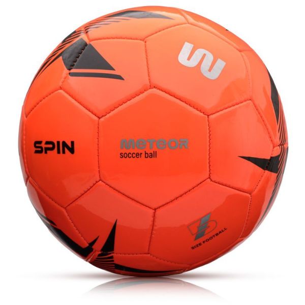 Fotbalový míč Meteor Spin, velikost 5, černo-oranžová barva