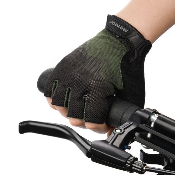 Tmavě zelené cyklistické rukavice Meteor MX21