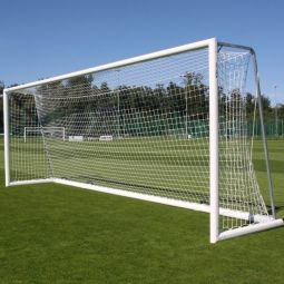 Fußballtore 7,32 x 2,44m mobil mit Rollen, Aluminium, Ovalprofil 120 x 100 mm, Tiefe 80/200 cm