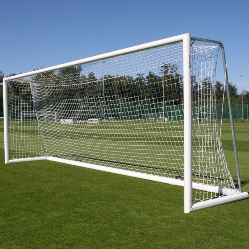 Fußballtore 7,32 x 2,44m mobil mit Rollen, Aluminium, Ovalprofil 120 x 100 mm, Tiefe 80/200 cm