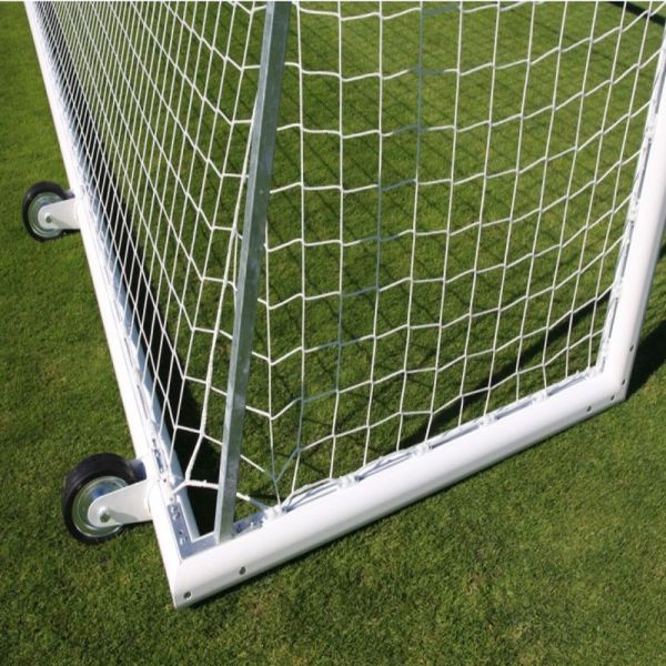 Fußballtore 7,32 x 2,44m mobil mit Rollen, Aluminium, Ovalprofil 120 x 100 mm, Tiefe 80/200 cm