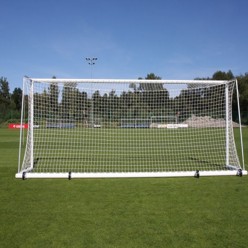 Fußballtore 7,32 x 2,44m mobil mit Rollen, Aluminium, Ovalprofil 120 x 100 mm, Tiefe 80/200 cm