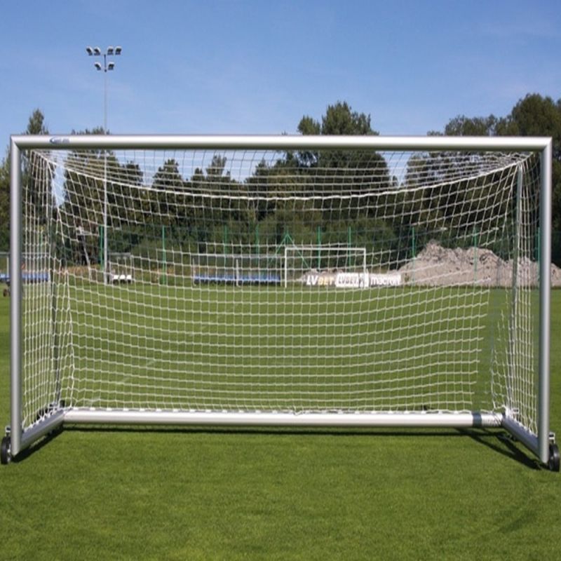 Fußballtore 5 x 2 m PREMIUM tragbar mit Rollen, Aluminium, Ovalprofil 120 x 100 mm