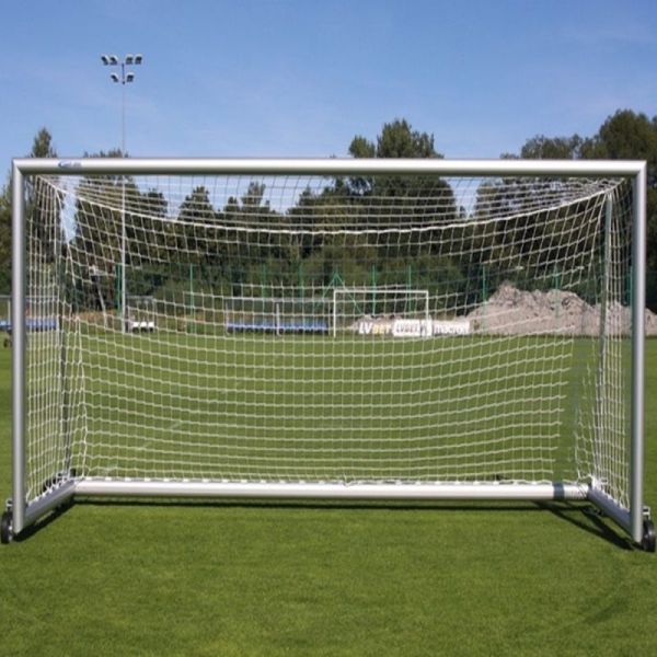 Fußballtore 5 x 2 m PREMIUM tragbar mit Rollen, Aluminium, Ovalprofil 120 x 100 mm